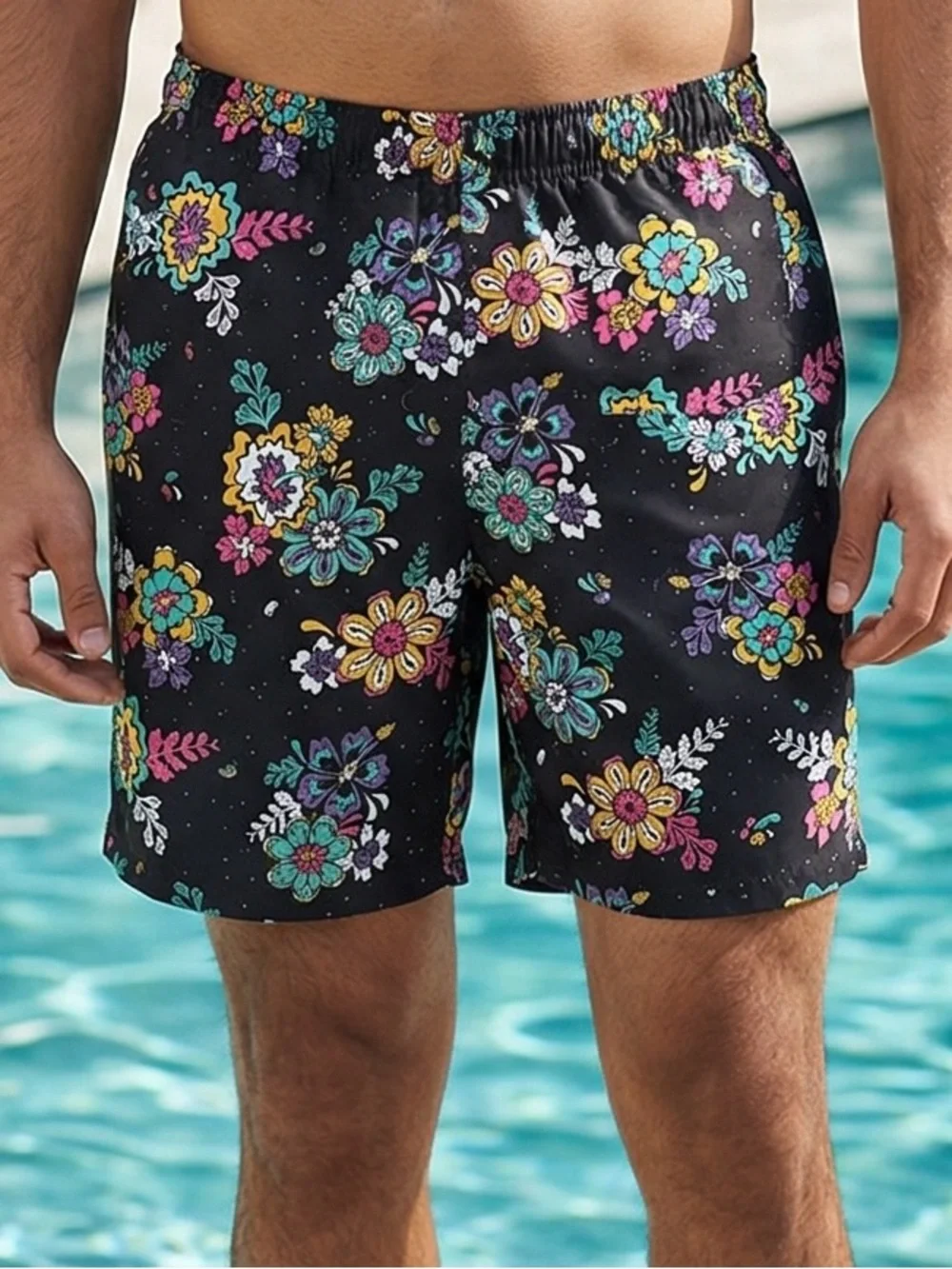NWT M No Boundaries Pool Party Swim Trunks Men’s Graphic Print Board Shorts